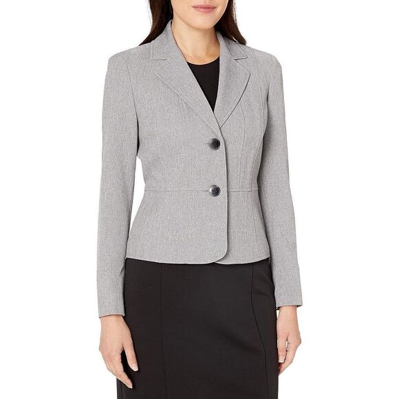 Kasper Women’s Gray Two Button Blazer Size 4P Workwear Career Jacket - Picture 1 of 15